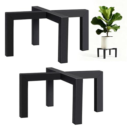2 Pack 10" Metal Plant Stand Indoor Outdoor, Heavy Duty Plant Stools Indoor, Mid Century Modern Planter Holders, Low Short Plant Pot Stands, Black, Fit 5"-10" Pot - size: 10 INCH