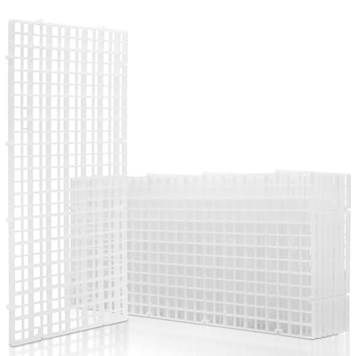 LINLAN 8 Pieces 5.9x11.8in (15X30cm) Aquarium Grid Plastic, Fish Tank Divider, Egg Crate for DIY Filtration and Bottom Protection in Aquascaping (White-No Accessories) - color: White, size: S