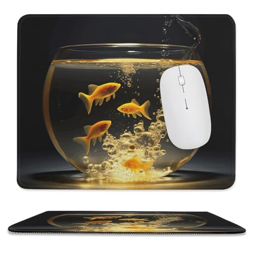 Mousepad Fish in Fish Tank MouseMats with Non-Slip Base MousePads for Man Woman Computer Desktop Protection Mat Desk Mat with Stitched Edges - size: 9.8"x11.8"