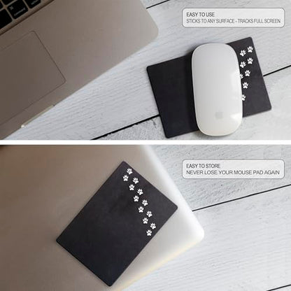 Mouse Pad Adhesive Bottom - Sticks to Any Surface - Portable - Webcam Covers and Screen Cleaner Included (Cat Paw) - color: CAT PAW