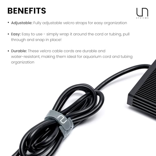 Ultum Nature Systems Cable Ties - Adjustable Durable Sleek Finish Hook and Loop Straps and Cord Organizers for Aquarium Electronics, Office, Home, Computer Accessories, Wire Management – 15 cm