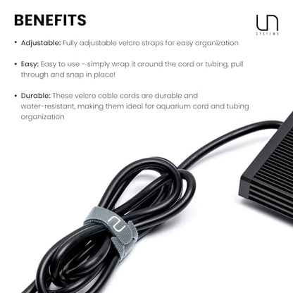 Ultum Nature Systems Cable Ties - Adjustable Durable Sleek Finish Hook and Loop Straps and Cord Organizers for Aquarium Electronics, Office, Home, Computer Accessories, Wire Management – 15 cm