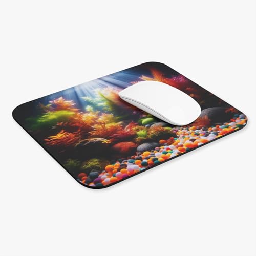 Bright Aquarium Gravel Glowing Under Light Mouse Pad 9x8 Inch with Rubber Base