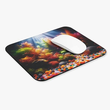 Bright Aquarium Gravel Glowing Under Light Mouse Pad 9x8 Inch with Rubber Base