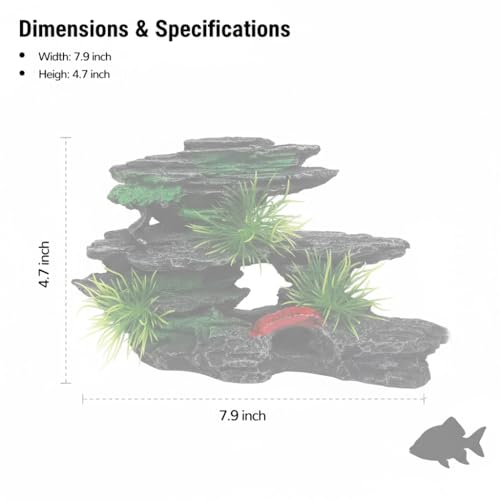 J-star Medium Aquarium Rock Mountain Decor – Realistic Resin Landscape Ornament for Fish Tanks – Enhances Underwater Scenery, Easy to Clean, Safe for Fish
