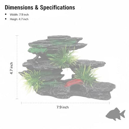 J-star Medium Aquarium Rock Mountain Decor – Realistic Resin Landscape Ornament for Fish Tanks – Enhances Underwater Scenery, Easy to Clean, Safe for Fish