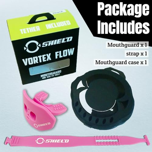O Shield Core Football Mouth Guard, Detachable Strap - color: Pink