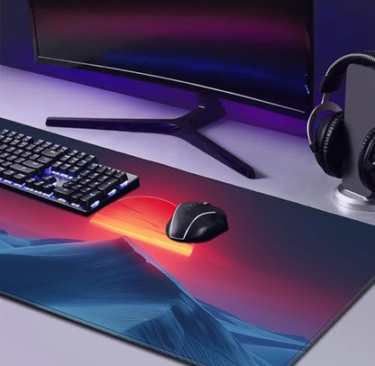 Mountain Top Scenery Mouse Pad Sunset Mountain Computer Decorative Desk Pad | The Surface Of The Mouse Pad Is Designed With Fiber Woven Material, And The Base Is Made Of Natural Anti Slip Rubber. - color: Beautiful Mountain Peaks