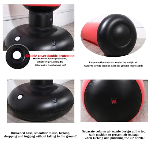 Punching Bag with Stand Adult,Kizcmvre Inflatable Freestanding Heavy Duty Boxing Bag,Women Men Training Equipment Exercise Boxing Standing Punching Bag (Black).