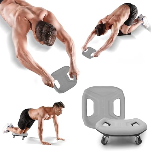 ab roller wheel Abdominal Abs Training Machine Equipment, Ab Wheel Roller Exercise for Home Gym, Waist Strength Trainer with a Kneel Mat (Grey)