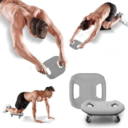 ab roller wheel Abdominal Abs Training Machine Equipment, Ab Wheel Roller Exercise for Home Gym, Waist Strength Trainer with a Kneel Mat (Grey)
