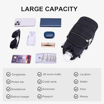 Water Bottle Bag 40 oz Crossbody Holder for Walking Hiking Insulated Carrier Purse with Adjustable Strap - color: Black