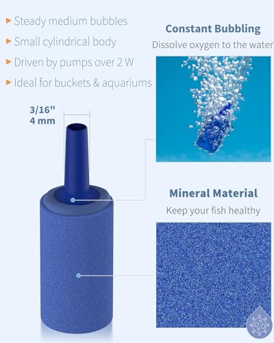 Pawfly Aquarium Air Stone 1 Inch Cylinder, Fish Tank Air Bubble Diffuser Airstone for Nano Air Pumps Small Buckets and Fish Tanks, 12 Pack