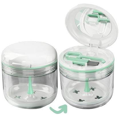 MURRI&MURRDI Retainer Case, Denture Bath Box with Strainer Basket, Mouth Guard Case, Braces Cleaner Cup Cute Denture Holder Retainer Storage Soak Container for Travel (White) - color: White
