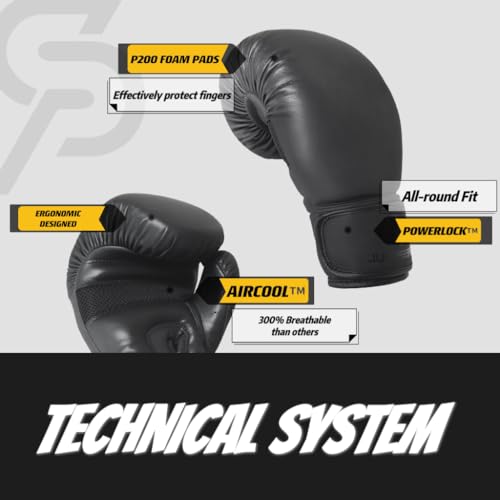 Boxing Gloves for Men & Women, Beginner Kickboxing, 8-16oz - color: Black, size: 14oz