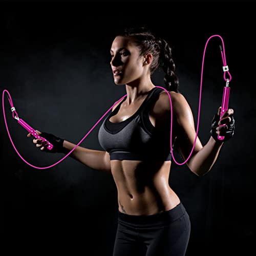 Jump Rope, Wastou Speed Jumping Rope for Training Fitness Exercise, Adjustable Adults Workout Skipping Rope for Men, Women, Kids, Girls - color: Pink-B