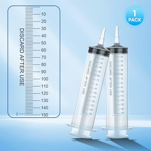 150ml Large Syringe for Thick Liquids, Plastic Syringe Without Needle for Scientific Labs, Industrial Fluid Transfer & Lubricant Dispensing, Individually Wrapped - style: 150cc