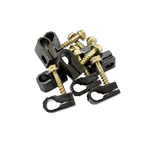 STEREN Coaxial Cable Clips - Cable Holder - Wire Clips - Siding Clips For Hanging - Cord Holder For Desk - Cable Clamps - Cord Clip - Wire Organizer Clips - Tv Mount Screws - Black - 100 Pack