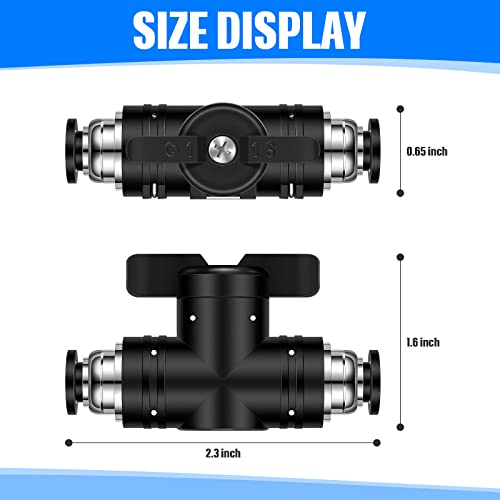 5 Pcs 1/4" x 1/4" OD Push to Connect Pneumatic Ball Valve PVC Air Flow Control Valve Quick Connect Tube Fittings Air Line Hose Fittings - size: 1/4" x 1/4" OD