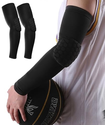 SUJAYU Elbow Compression Sleeve Padded Elbow Sleeve Volleyball Elbow Pads, Basketball Arm sleeve Football Arm Sleeve - color: Black, size: X-Large