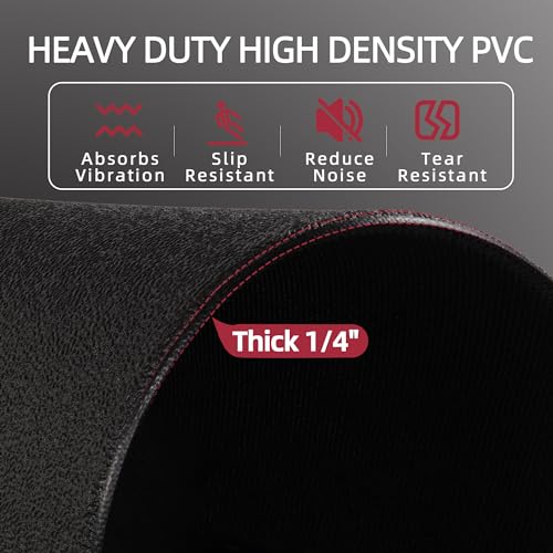 Fitvids High Density 1/4-Inch Thick Gym Equipment Mat, Non-Slip Floor Protection for Heavy Exercise, Treadmill and Bike Mat in Multiple Sizes - size: 96"L x 48"W x 0.3"Th