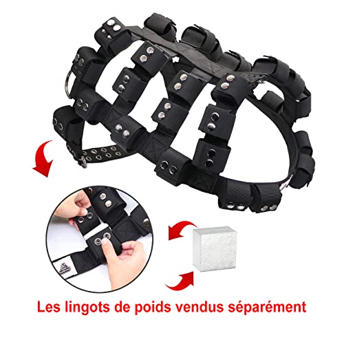 Weighted Tactical Dog Vest, No Pull Harness Symmetric Weight Pockets for Muscle & Weight Loss, Fit Pitbull GSD Husky, Heavy Nylon Service Harness Black - size: Dog's Waist 29.5"-36.5" | VEST ONLY