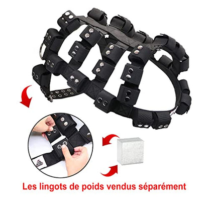 Weighted Tactical Dog Vest, No Pull Harness Symmetric Weight Pockets for Muscle & Weight Loss, Fit Pitbull GSD Husky, Heavy Nylon Service Harness Black - size: Dog's Waist 29.5"-36.5" | VEST ONLY