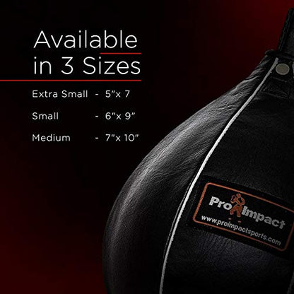 Leather Speed Bag – Rapid Rebound Pear-Shaped Punching Ball with Durable Latex Bladder for Boxing, MMA & Home Gym - color: Black, size: S - 6"x9"