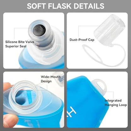 150ml Soft Flask Soft Water Bottle for Running, Hiking, Cycling and Climbing - 2Pcs Blue - color: 150ml, 2 blue