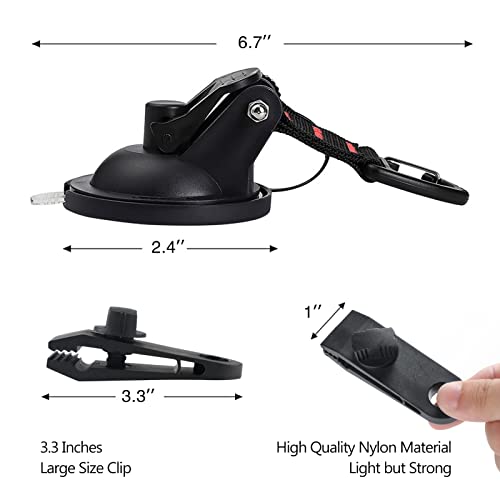 Suction Cups Hooks 8 pcs Car Camping Essentials Heavy Duty Tie Down Suction Cup Camper Accessories with Securing Hook Strong Power for Car Awning Boat SUV Tent Trap Window Glass.(8 pcs)