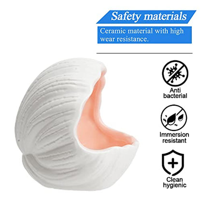 Aquarium Shell Shape Ceramic Cave Decoration, Fish House Conch Thematic Ornament for Betta Fish Passing or Hiding, Betta Tank 5.1inch Fish Tank Decoration (Pink, M)