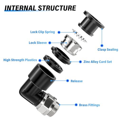 TAILONZ PNEUMATIC Male Elbow 10mm Tube OD x 3/8 Inch BSP 90 Push to Connect Fittings PL10-03 (Pack of 10) - size: 0.394'' OD 3/8''BSP