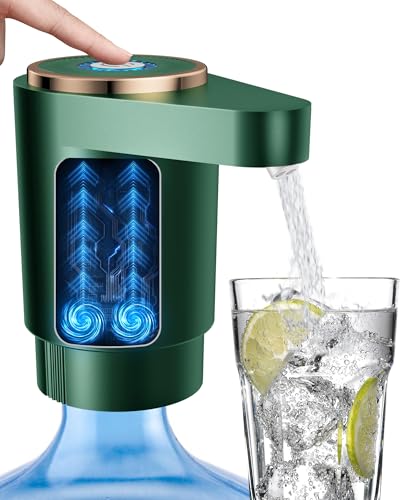 Water Jug Pump for 5 Gallon Bottle – Portable Electric USB-C Charging Dispenser, Dual Powerful Motors, Fast Flow, Fits 2-5 Gallon Jugs – Ideal for Home, Office, Camping, RV, Dark Green - color: Dark Green