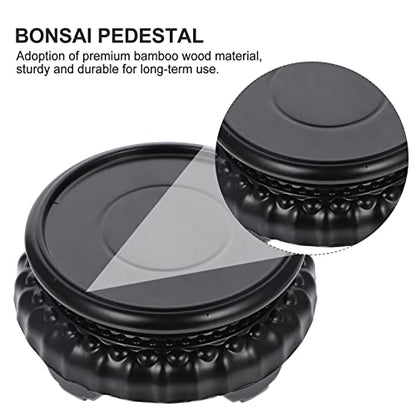 Alipis Rotating Bonsai Pedestal 5.11In Round Fish Tank Flowerpot Base Vase Display Stand for Home Office Garden Decoration