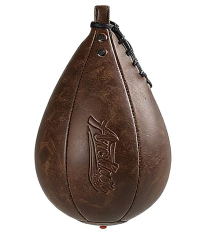 Speed Bag for Boxing & MMA,Leather Reflex Training Pear Shaped Punching Bag - color: Coffee