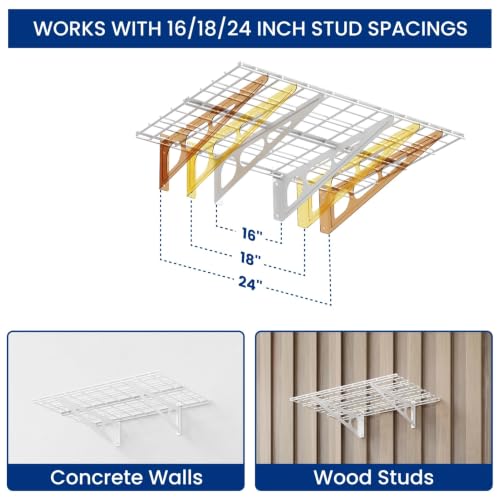 FLEXIMOUNTS 2-Pack Garage Shelving with Hooks, 2x6ft Storage Shelves, White - color: White, size: 2 pack-2x6 ft w/hooks