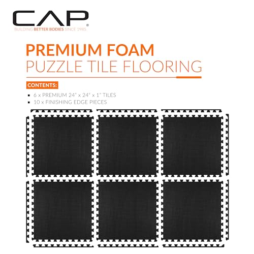 CAP 24-Inch EVA Interlocking Puzzle Mat, 1-Inch, Black T Pattern, 1-Pack