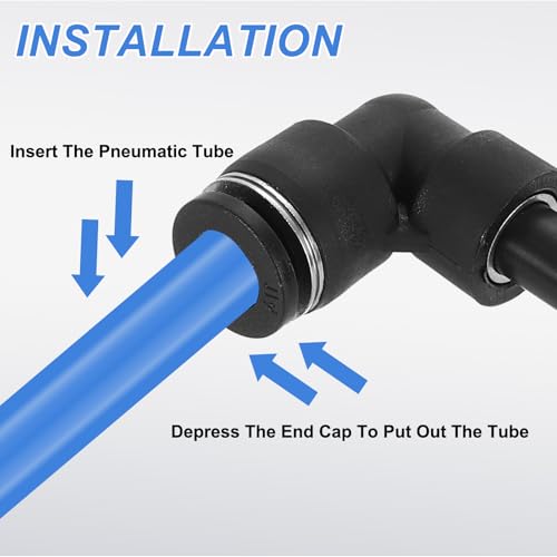uxcell 2Pcs Push to Connect Tube Fitting, 3/8" Tube OD x 3/8" Stem OD Elbow Fitting with Plug-In Stem for Hydraulic and Pneumatic Systems - size: 3/8" x 3/8"