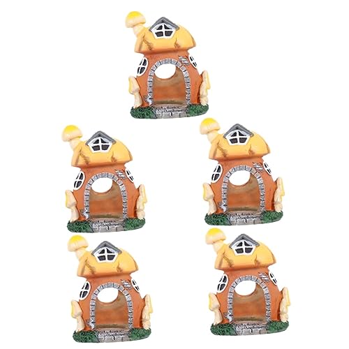 DOITOOL 5pcs Mushroom House Aquarium Decor Resin Fish Hideout for Shrimp and Fish Safe Material Underwater Shelter for for Any Aquarium
