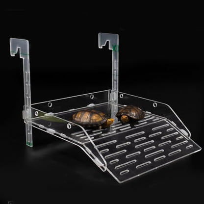 Clear Climbing Rest - Acrylic Turtle Ramp, Aquarium Tank Terrace Dock, Reptile Habitat Accessories Frogs Hermit Crabs Lizards | Durable Pet Lounge Shelf for Sunbathing Swimming