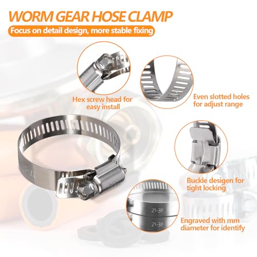 85PCS Hose Clamp Assortment Kit, Stainless Steel Worm Drive Clamps, Adjustable 1/4'' to 2'' (6-51mm) Worm Gear Hose Clamps for Plumbing, Automotive And Mechanical Applications - size: 85PCS KIT-HOSE CLAMP(1/4''-2'')