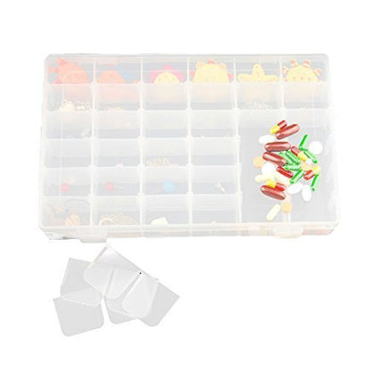 36 Grids Clear Plastic Jewelry Box Organizer Storage Container with Removable Dividers