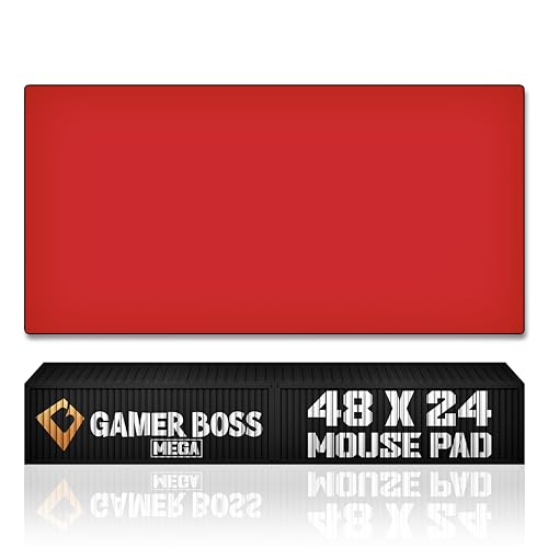 Gamer Boss - Gaming Mouse Pad - 48 x 24 Inches - 4mm Thick with Stitched Edges, Non-Slip Rubber Base, Premium Cloth Mousepad, Desk Mat for Laptop, Keyboard, Computer & PC (Mega, Red) - color: Red, size: 48" x 24"