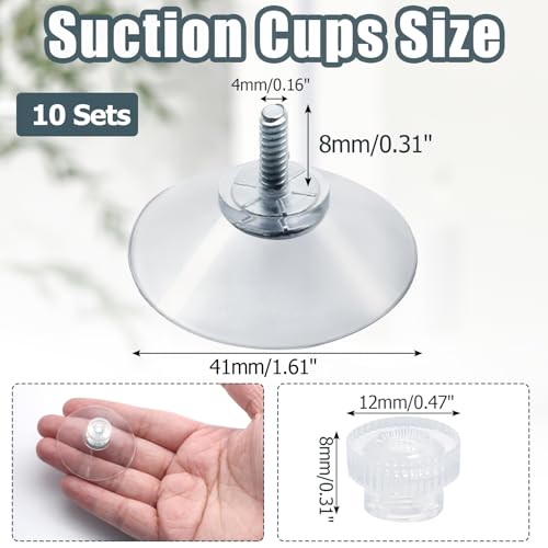 10 Pack 41mm Suction Cups with Screws Nut, Clear PVC Sucker Pads Holder, Strong Sucker Suction Cup Holder for Window, Bathroom Wall, Car Shade, Home Decoration - size: 41mm