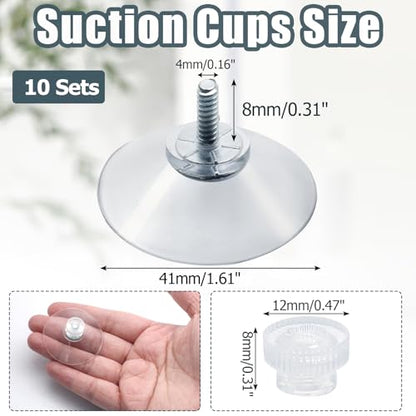 10 Pack 41mm Suction Cups with Screws Nut, Clear PVC Sucker Pads Holder, Strong Sucker Suction Cup Holder for Window, Bathroom Wall, Car Shade, Home Decoration - size: 41mm