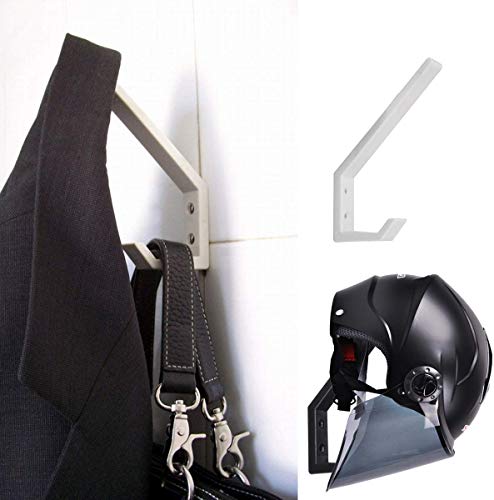 6PCS Helmet Holders Plastic Hanging Hooks Wall Mounted Hangers Hat Glove Bag Shoe Clothes Rack (White-6PC) - color: White-6PC