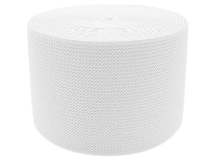 White Wide Knit Elastic Band 3" x 5yd for Sewing - color: White