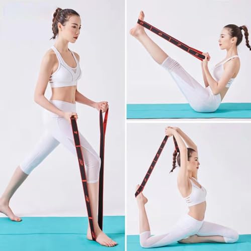 Stretch Strap Fitness Resistance Band for Stretching and Yoga Elastic Exercise Band with Loops Number Stretch Resistance Band with Clear Markings, Hamstring Stretcher Device Leg Exercise Equipment，8-Section Elastic Training Bands for Flexibility