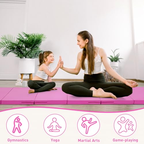 Gymnastics Mat, 3x6FT / 4x8FT 2" Thick Kids' Folding Tumbling Mat - color: 4x8FT-Pink