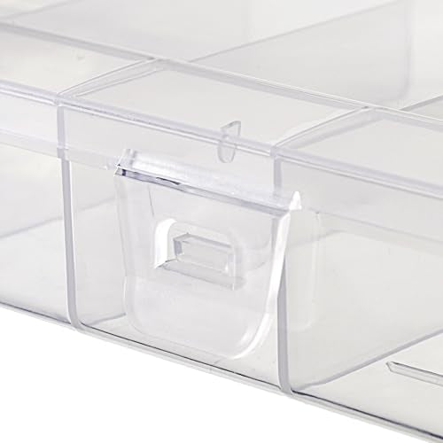 JUXYES 2Pack Plastic Small Fishing Tackle Box Organizer with 6 Compartments, Clear Mini Fishing Tackle Storage Boxes with Dividers, Transparent Fish Pocket Tackle Storage Box Lure Box